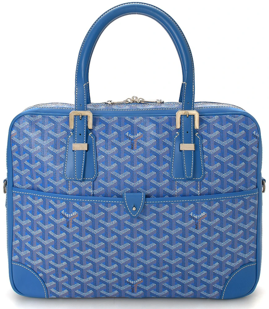 GOYARD Boeing 45 Boston Travel Bag Blue PVC Leather Unisex Used F/S jp