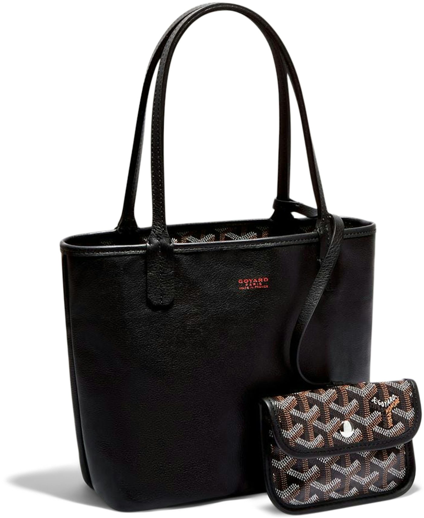 Authentic GOYARD Goyardine Mini Anjou Black & Tan Tote Bag