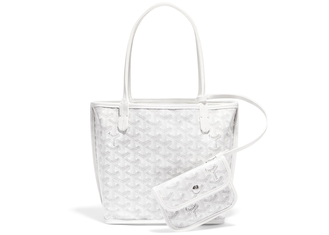 Goyard Anjou Tote Mini White in Calfskin/Canvas with Palladium ...