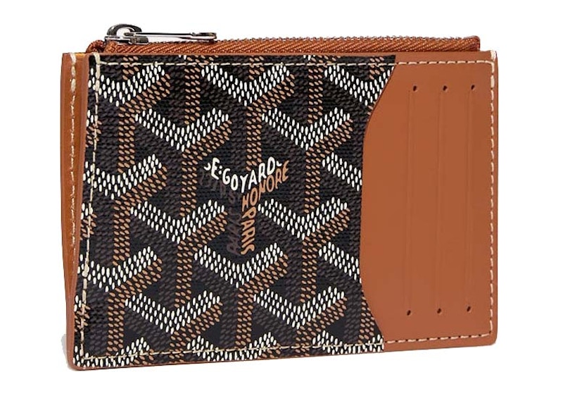 Pre-owned Goyard Bourbon Zipped Card Holder In Black/tan
