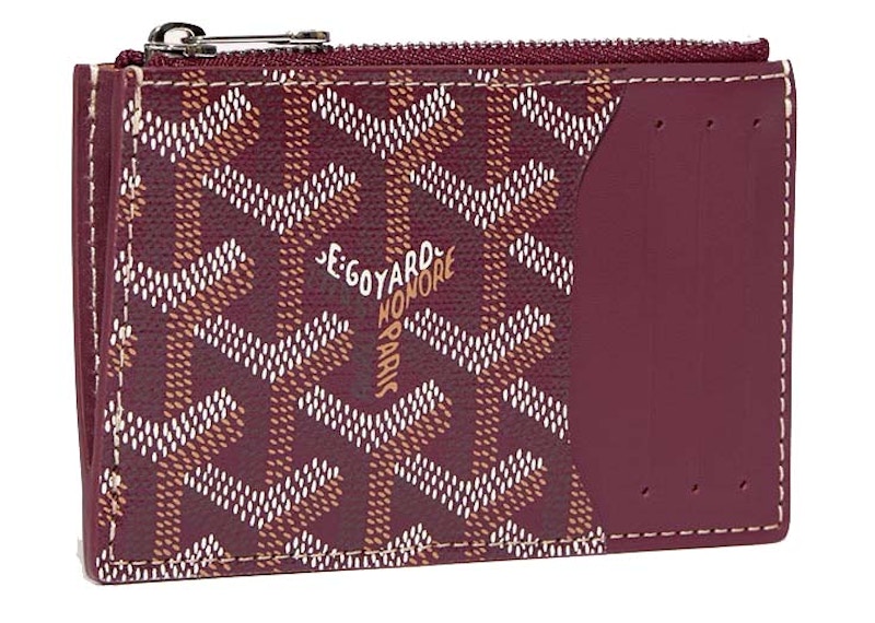 Pre-owned Goyard Bourbon Zipped Card Holder In Burgundy