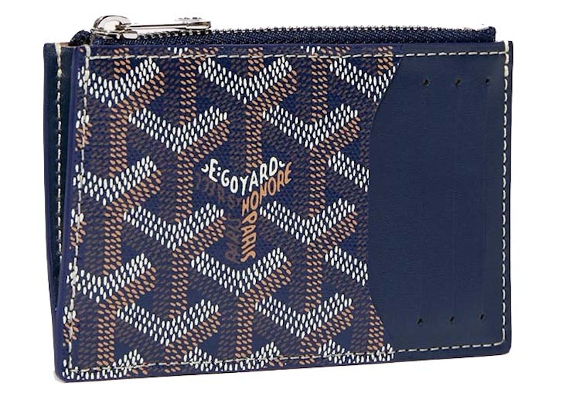 Pre-owned Goyard Bourbon Zipped Card Holder In Navy Blue