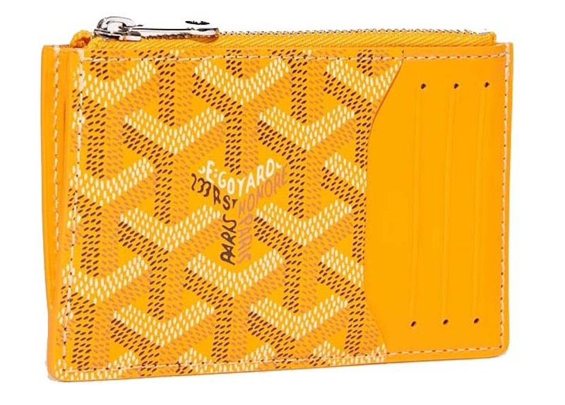Pre-owned Goyard Bourbon Zipped Card Holder In Yellow