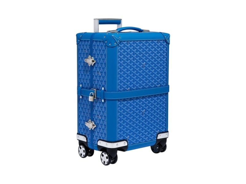 Pre-owned Goyard Bourget Trolley Case Pm In Sky Blue