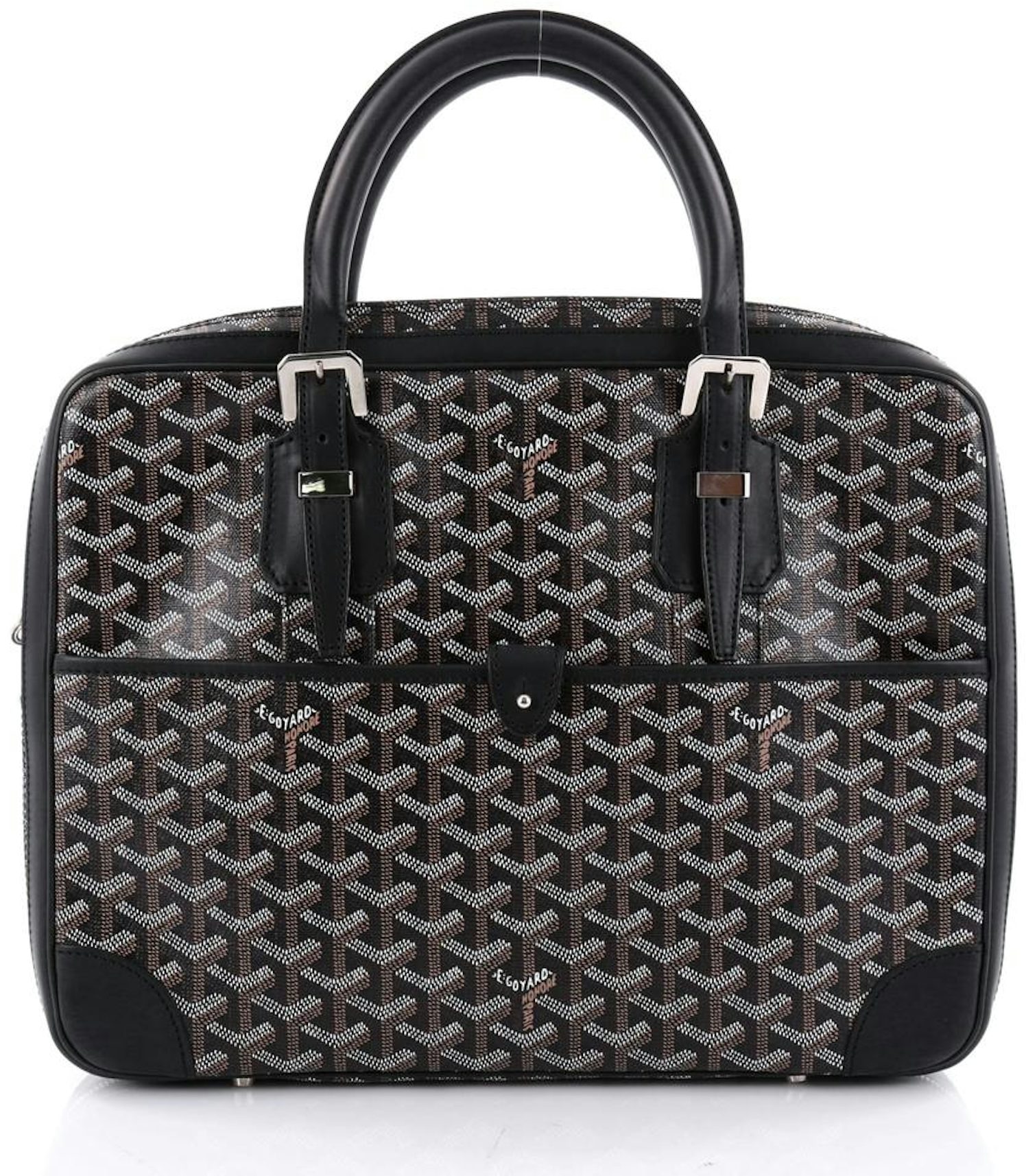 GOYARD Business Bag Leather Canvas Gray Ambassade PM Briefcase Unisex Used