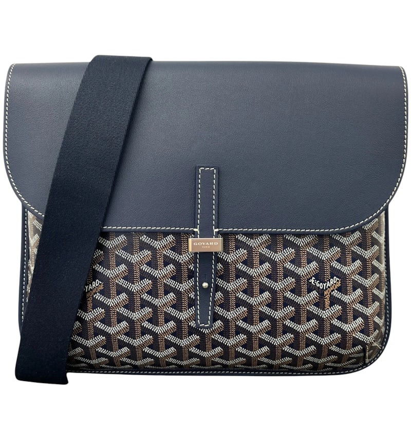 Borsa a tracolla Goyard Coursier Navy in Canvas with Palladium