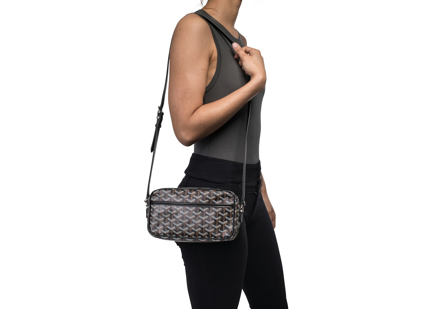 Goyard Cap Vert Crossbody Goyardine Black