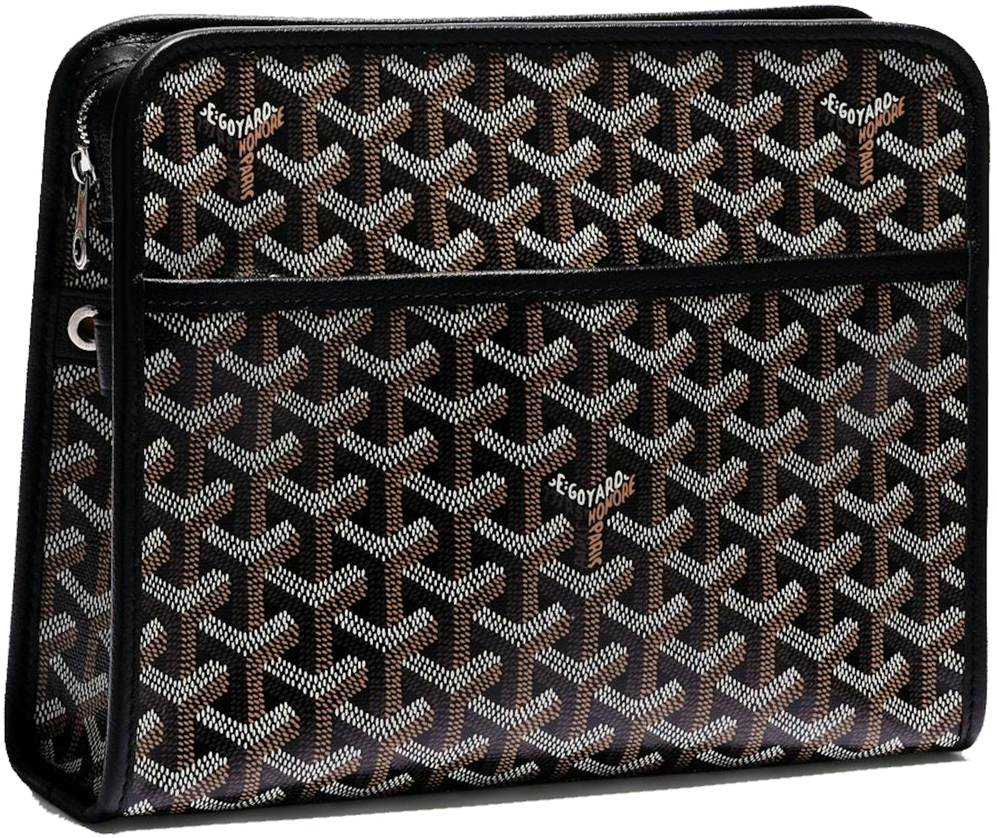 Goyard Brown And Black Goyardine Canvas And Chevroches Calfskin Jouvence MM Toiletry  Bag Silver Hardware Available For Immediate Sale At Sotheby's