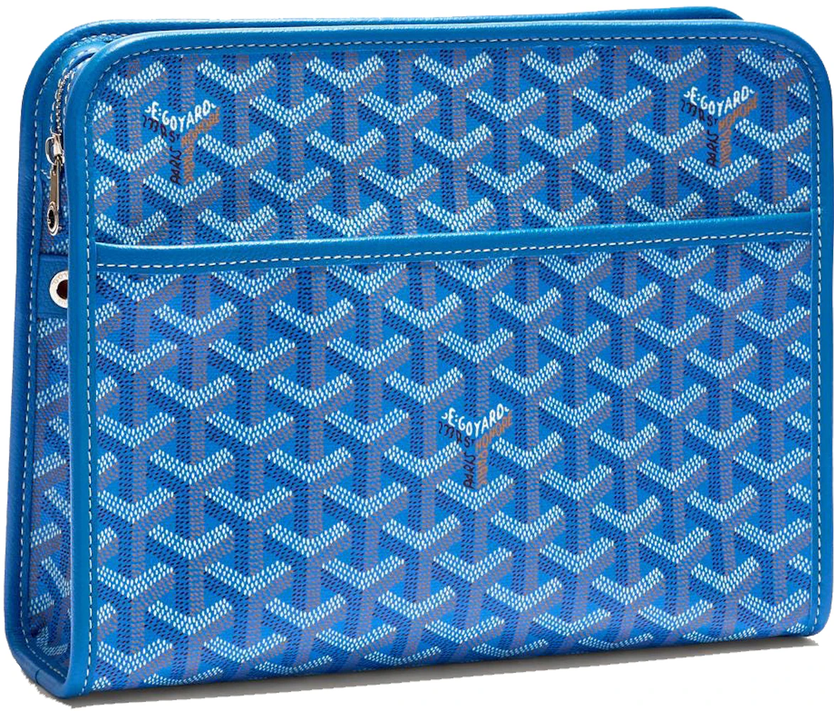 Goyard Jouvence Toiletry Bag MM Blue in Canvas/Calfskin with Palladium-tone  - US