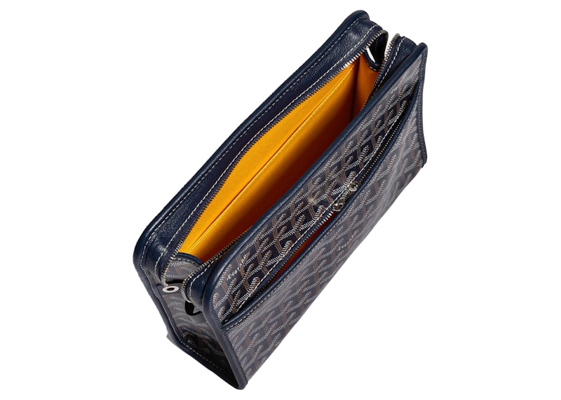 Goyard Jouvence Toiletry Bag MM Dark Blue in Canvas/Calfskin with