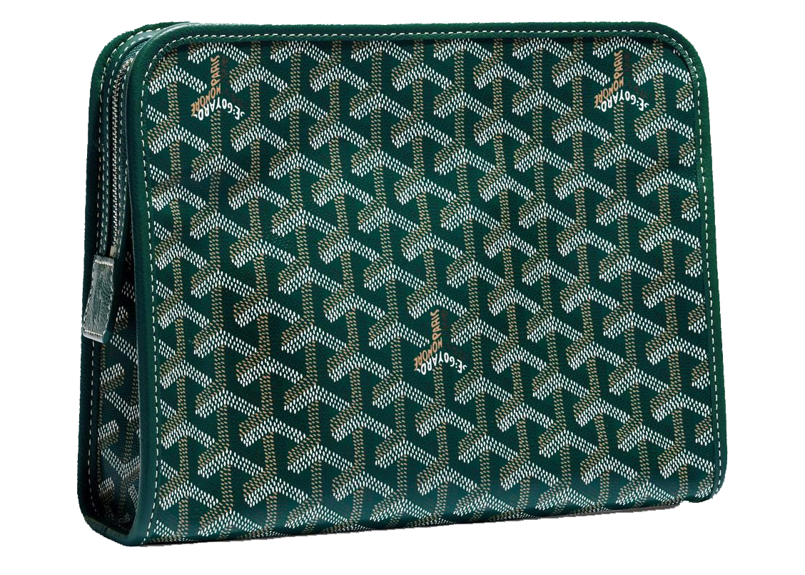 Goyard Jouvence Toiletry Bag MM Green in Canvas Calfskin with