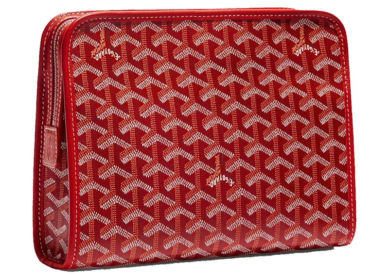 Goyard Jouvence Toiletry Bag MM Red in Canvas Calfskin with