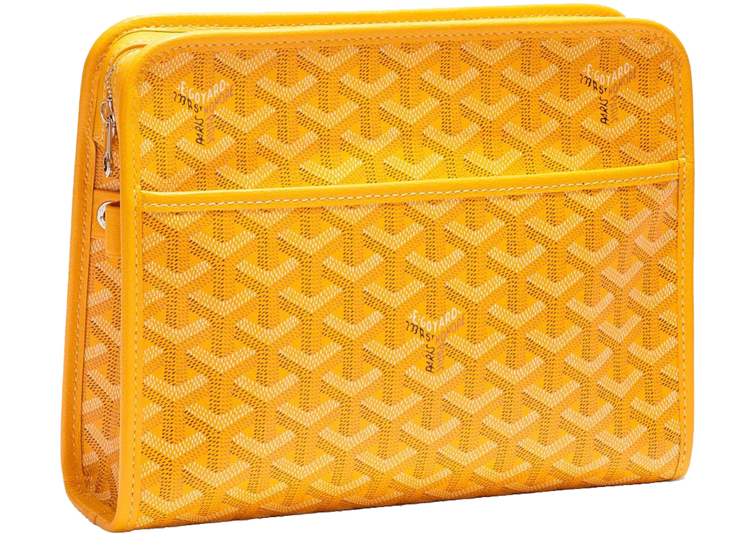 NWT Goyard Jouvence MM Toiletry Bag Yellow Clutch Zip Rare Cosmetic Case