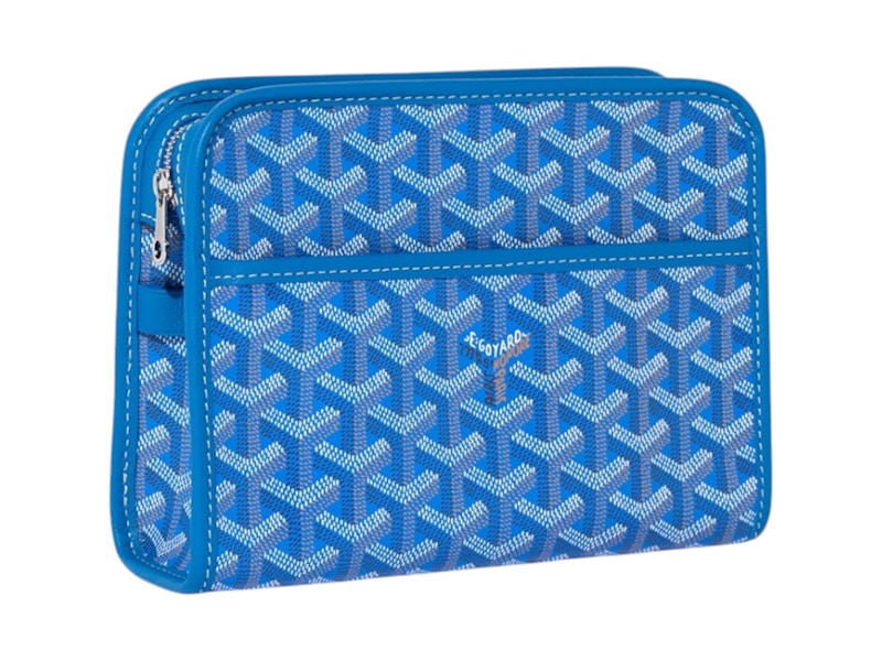 Pre-owned Goyard Jouvence Toiletry Bag Pm In Sky Blue