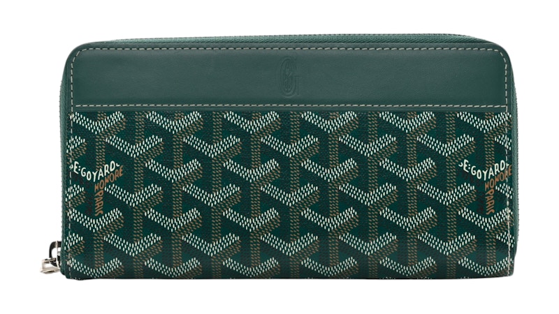 Goyard Matignon Wallet GM Green in Canvas/Calfskin with Palladium