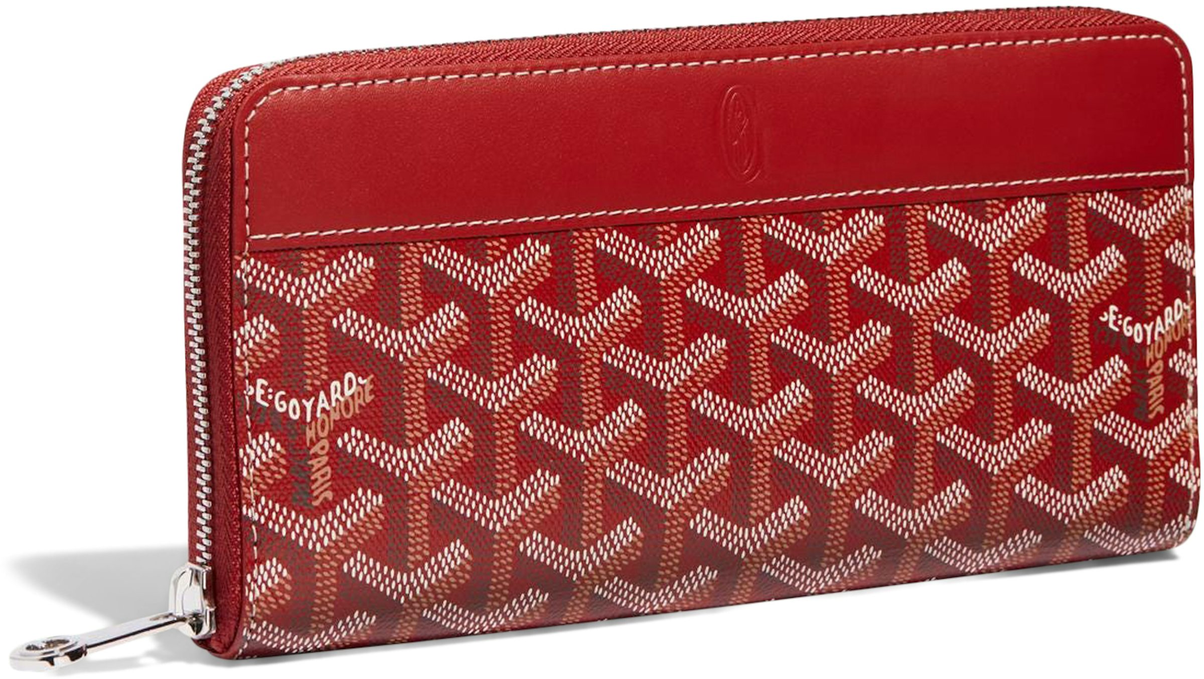 Goyard Matignon Wallet GM Red in Canvas/Calfskin with Palladium
