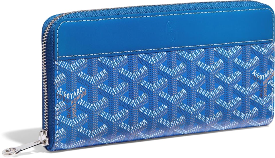 Goyard Matignon Wallet GM Sky Blue in Canvas/Calfskin with