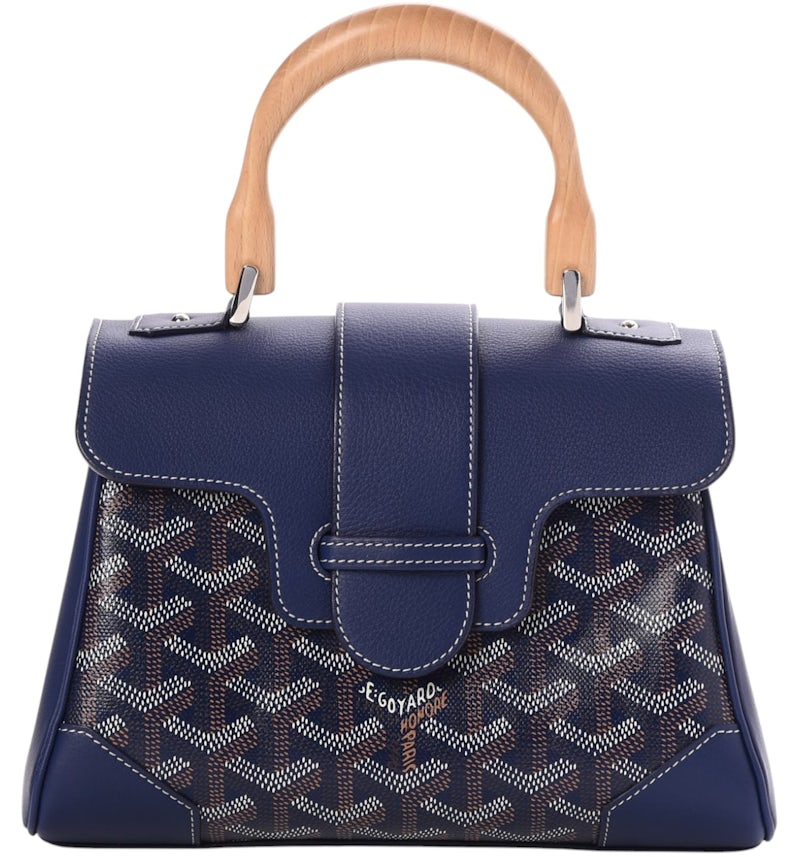 Goyard Saigon Goyardine Mini Navy in Coated Canvas with Silver