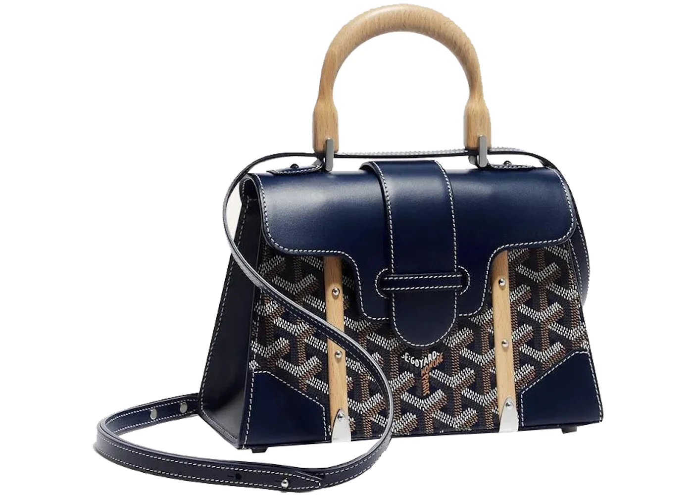 Goyard Saigon Structure Mini Bag Navy Blue in Canvas/Cowhide Leather with  Silver-tone - US
