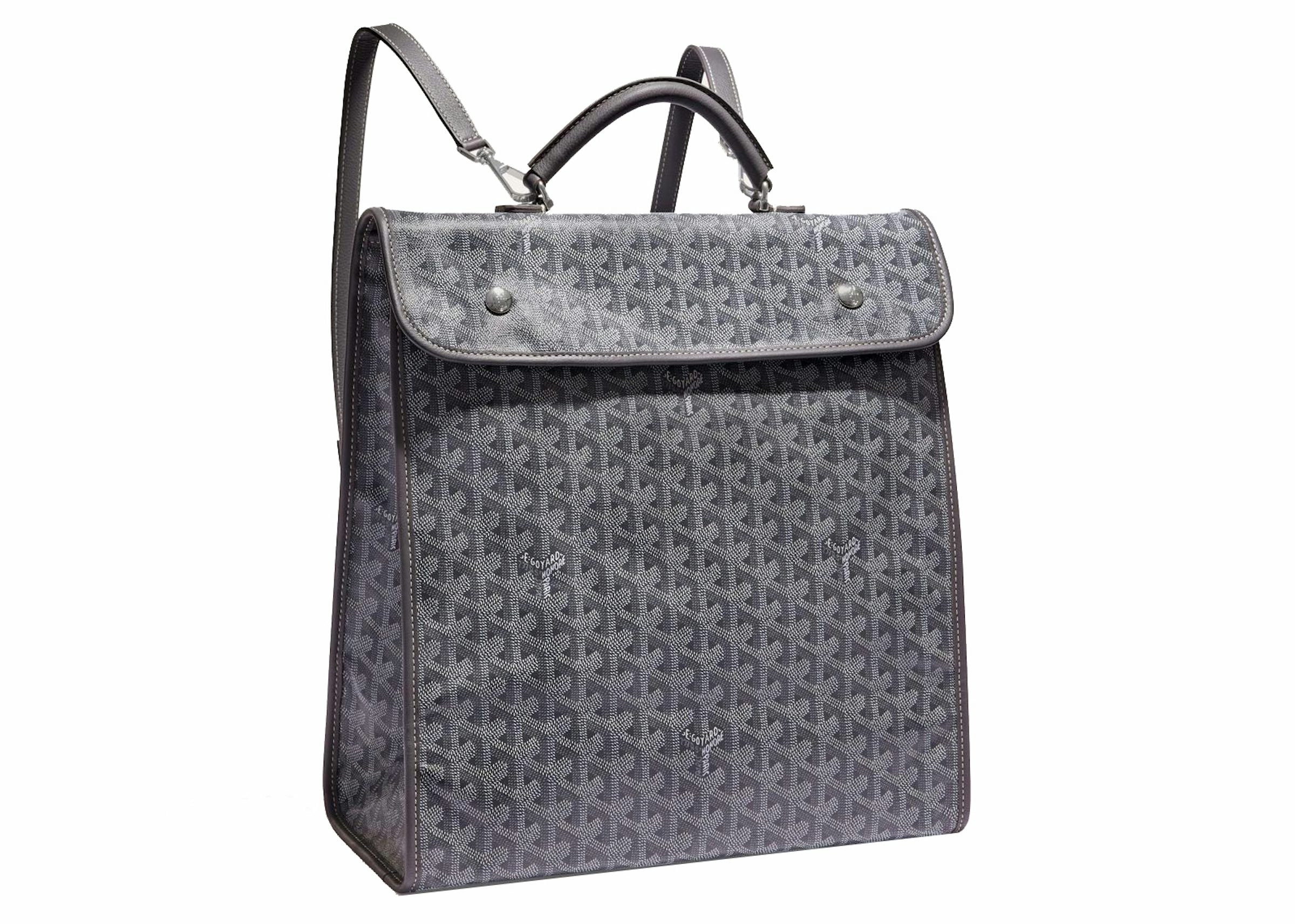 GOYARD Goyardine Saint Leger Soft Briefcase Backpack Grey 1297658