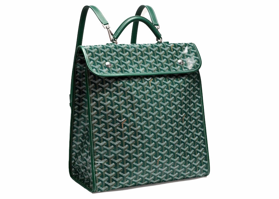 Goyard Saint Léger Backpack Green in Canvas/Calfskin Leather with