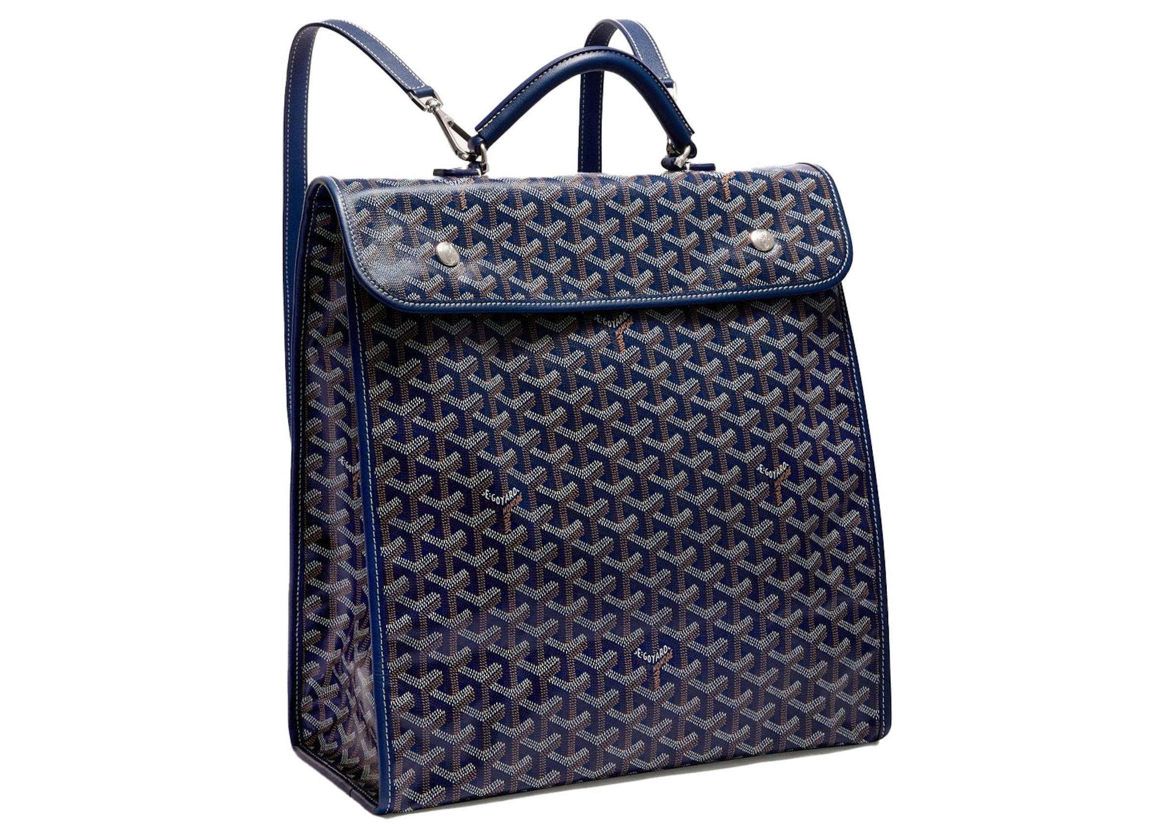 Goyard Saint Léger Backpack Navy Blue in Canvas/Calfskin Leather