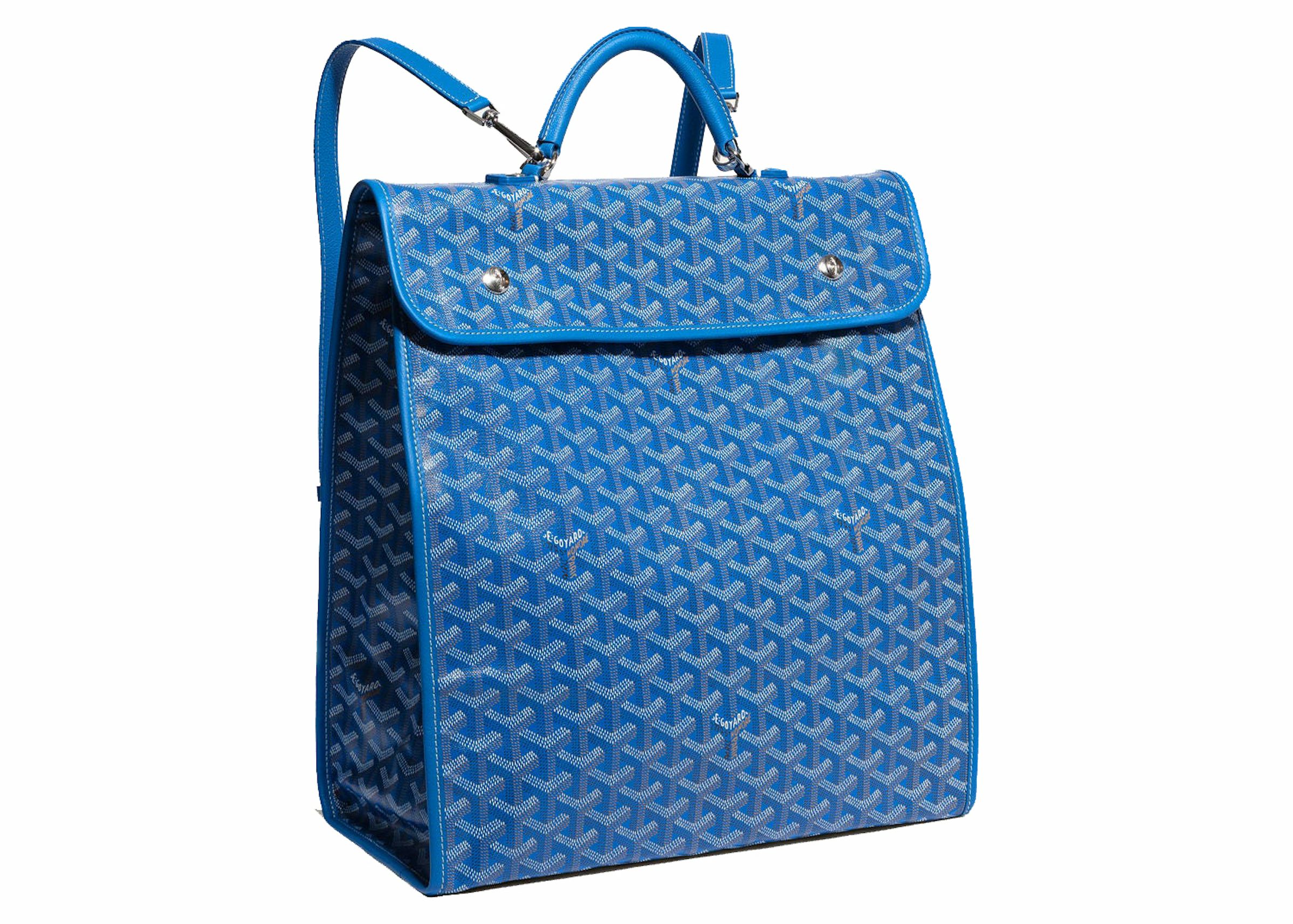 Goyard Saint Léger Backpack Sky Blue in Canvas/Calfskin Leather with  Palladium-tone - US
