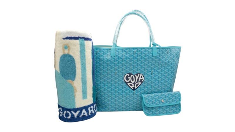 Goyard Saint Louis GM Bag and Balise Towel Turquoise in Canvas