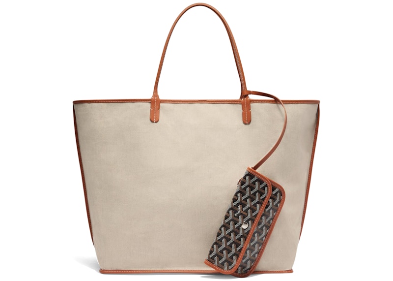 Goyard Saint Louis Tote GM Black Natural in Canvas Calfskin with