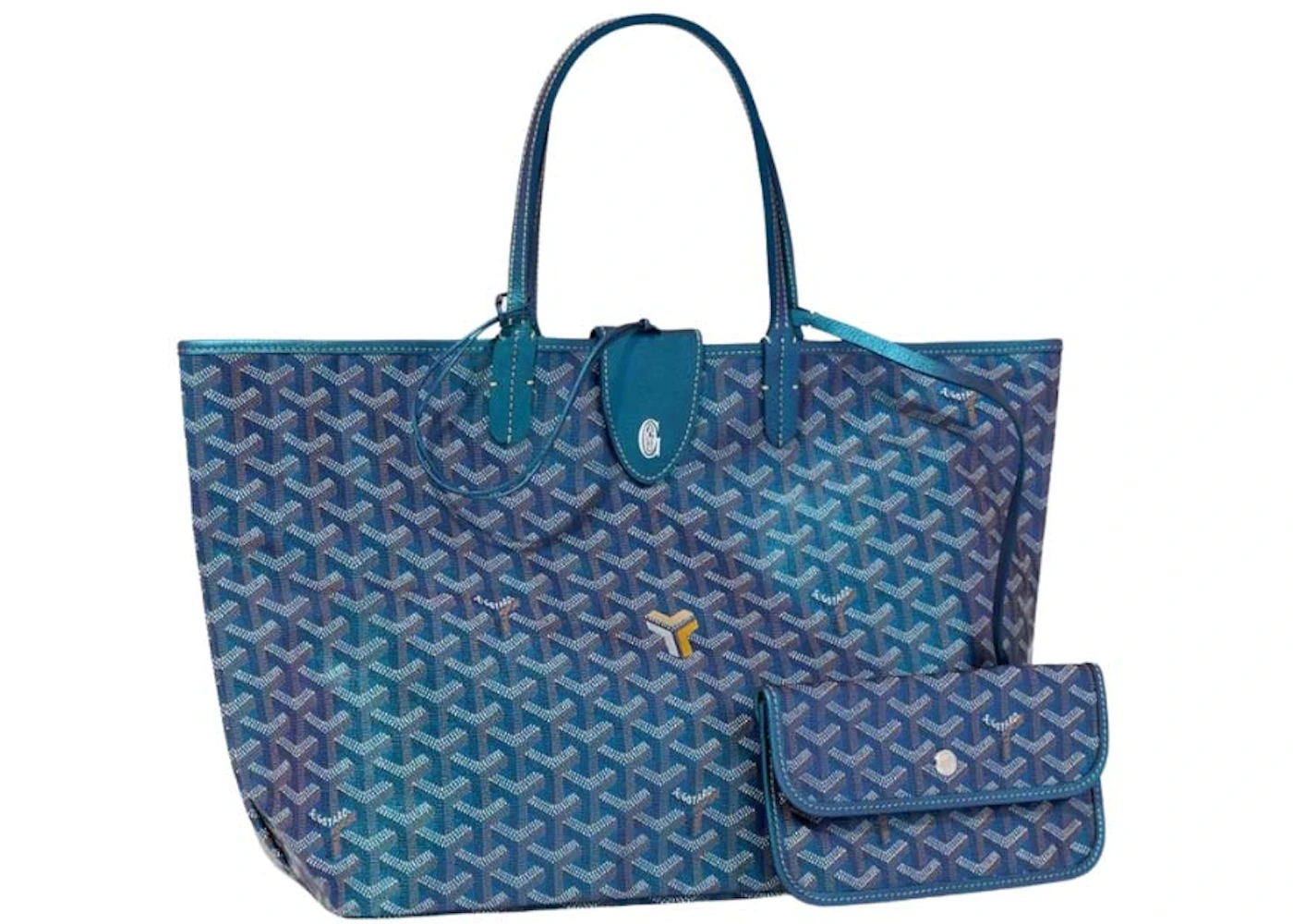 Goyard Saint Louis Tote PM Pearly Blue in Canvas/Calfskin with