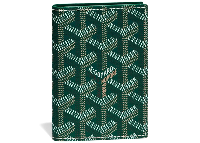 Goyard Saint Pierre Card Holder Green in Canvas Calfskin GB