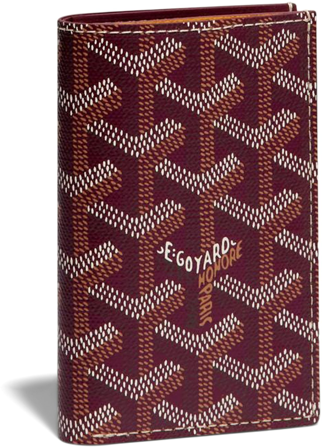Like New Goyard Saint-Pierre Compact Card Wallet in Burgundy -  Canvas/Leather
