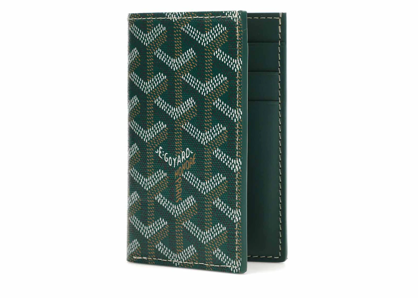 Goyard Saint Pierre Card Holder Green in Canvas/Calfskin US