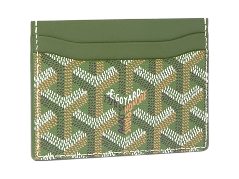 Pre-owned Goyard Saint Sulpice Card Wallet In Khaki