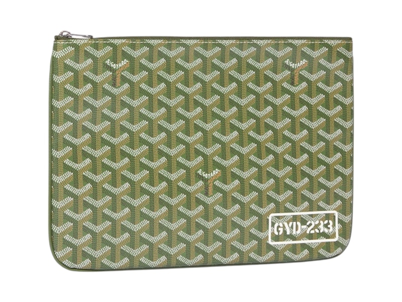 Pre-owned Goyard Senat Mm Pouch In Khaki