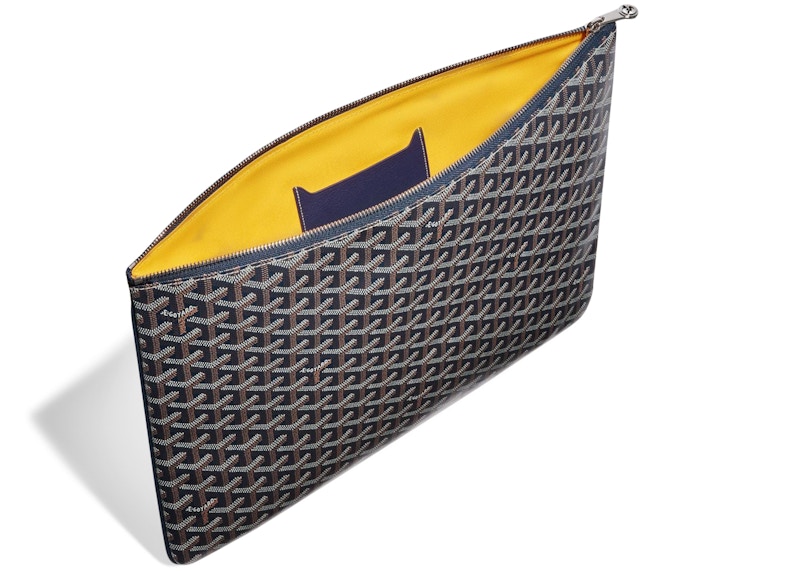 Goyard Senat Pouch GM Navy Blue in Canvas/Calfskin with Palladiumtone US