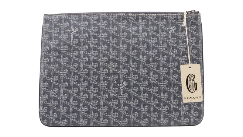 Goyard Senat Pouch MM Grey in Canvas/Calfskin with Palladium