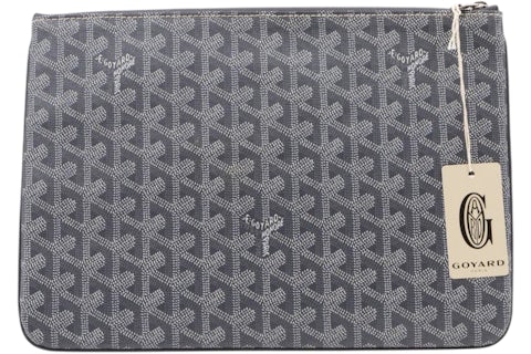 Goyard Senat Pouch MM Grey in Canvas/Calfskin with Palladium-tone US