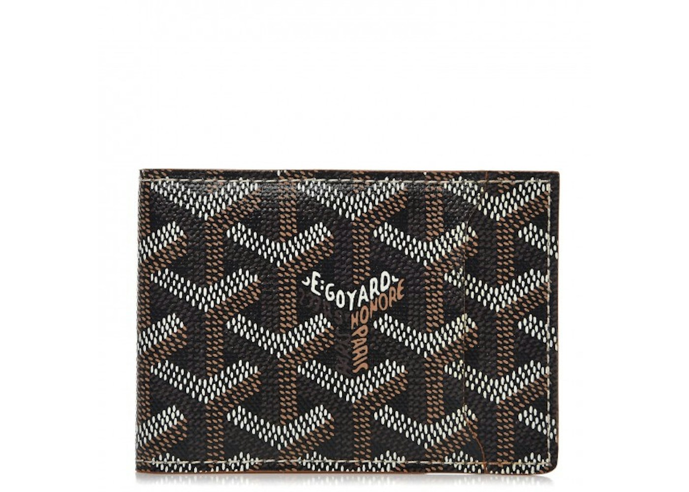 Goyard Slot Wallet Victoire Companion Goyardine Black Tan In Coated Canvas Goyard Slot Wallet Victoire Companion Goyardine Black Tan In Coated Canvas
