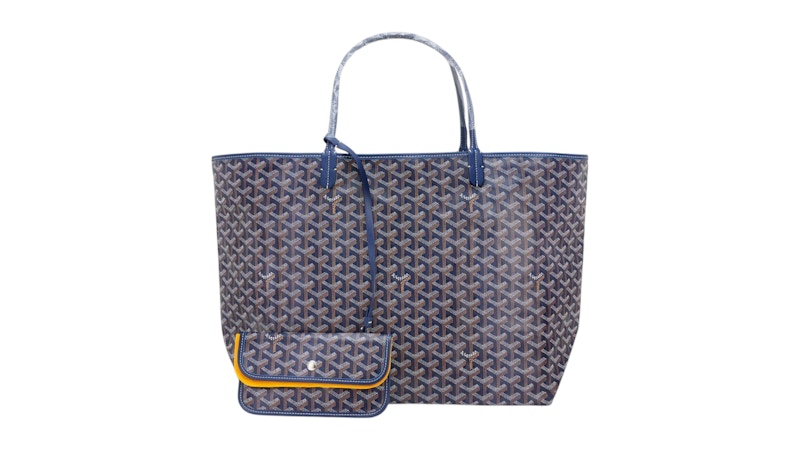 Goyard Saint Louis Tote GM Navy Blue in Canvas/Calfskin with