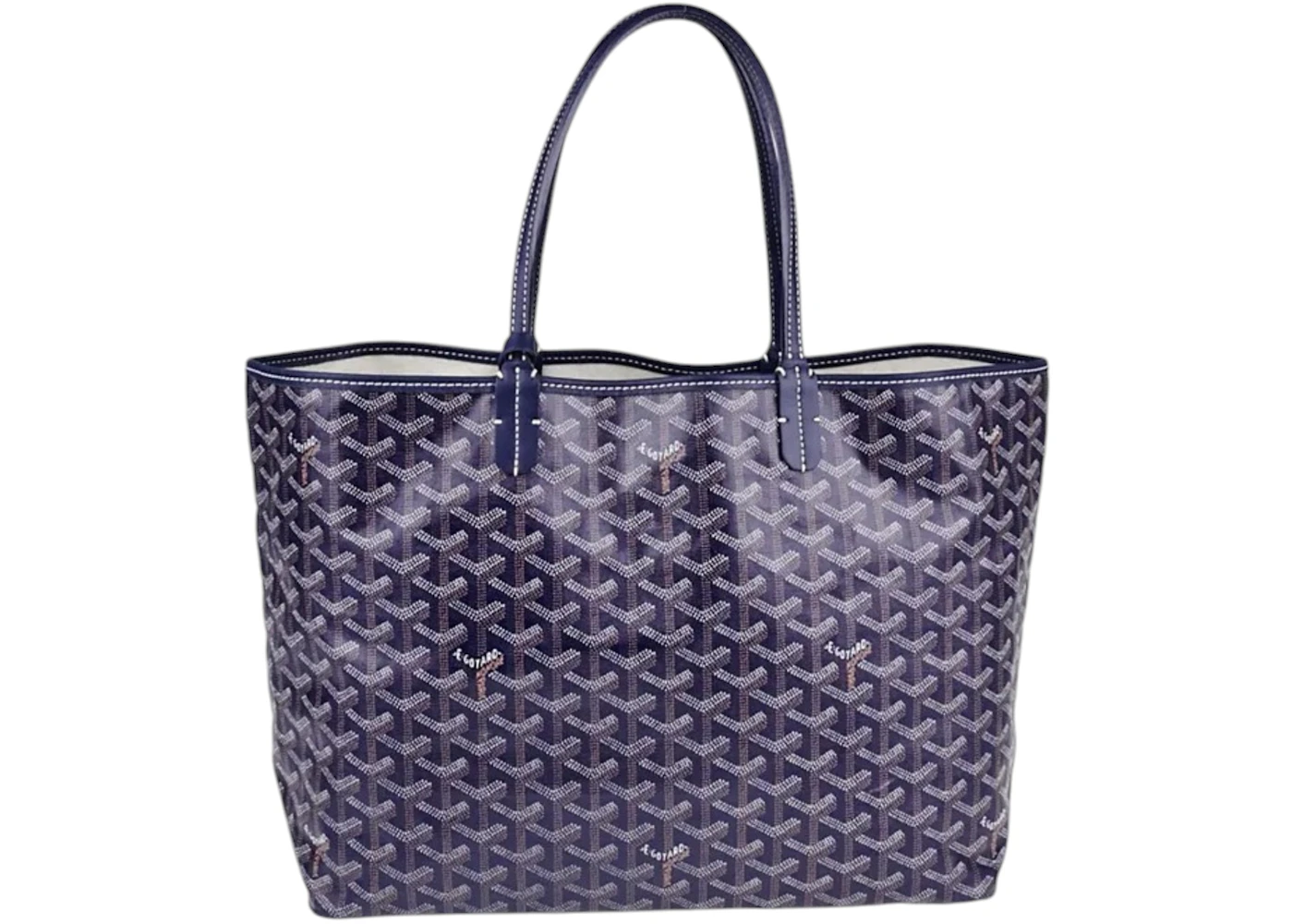 Goyard Saint Louis Tote PM Navy Blue in Canvas/Calfskin with