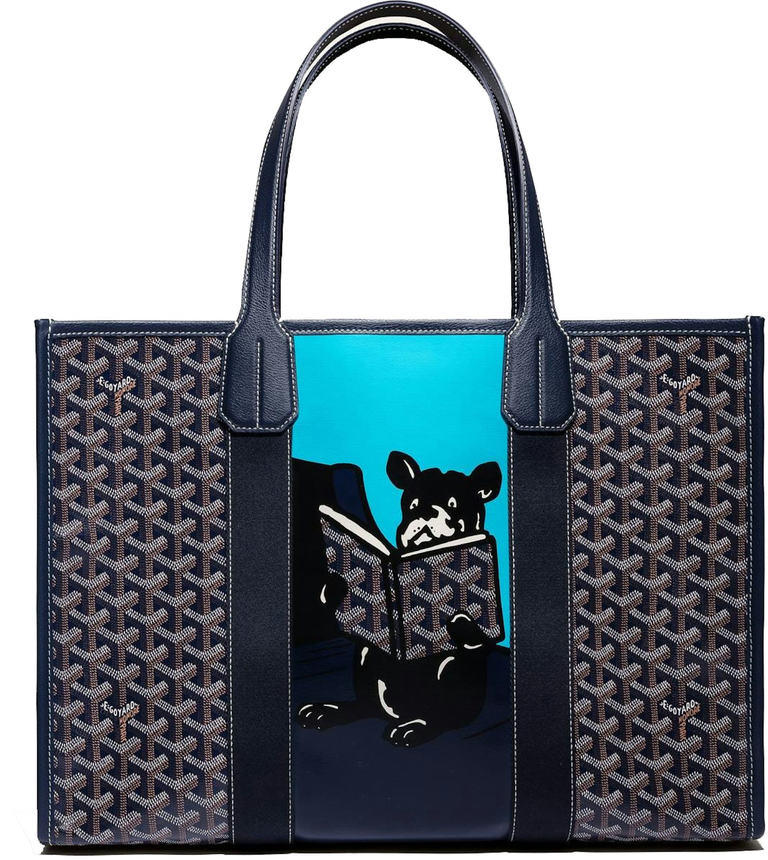 Goyard Villette Tote Bag MM Navy Blue in Coated Canvas/Leather - US