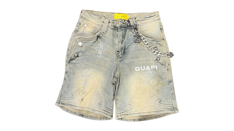 Pantaloncini in denim a croce sbiaditi Guapi Denim