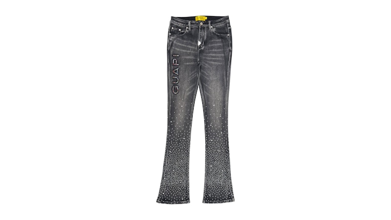 Pre-owned Guapi Men's  Embellished Denim Jean In Iron Grey In Gray