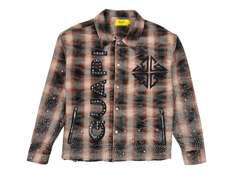 Guapi Rhinestone Flannel Shirt Mocha Men's - US