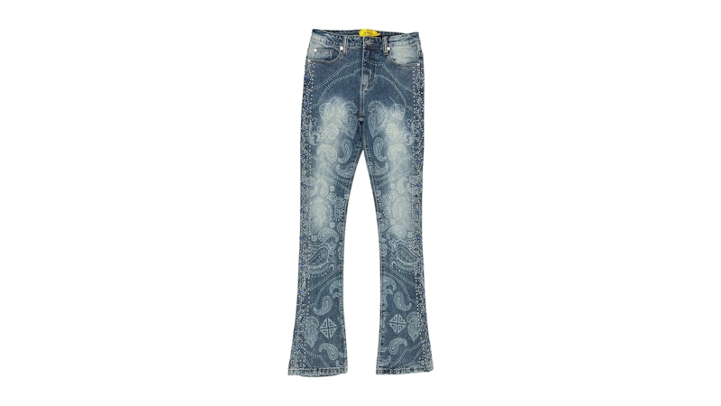 パンツ GUAPI AQUA BLUE RIVETS STACKED DENIM Guapi Aqua Blue Rivets Stacked Denim – Purple Carpet Miami