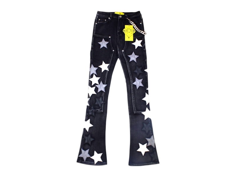 Pre-owned Guapi Men's Vintage Stars Denim Jeans In Obsidian Black