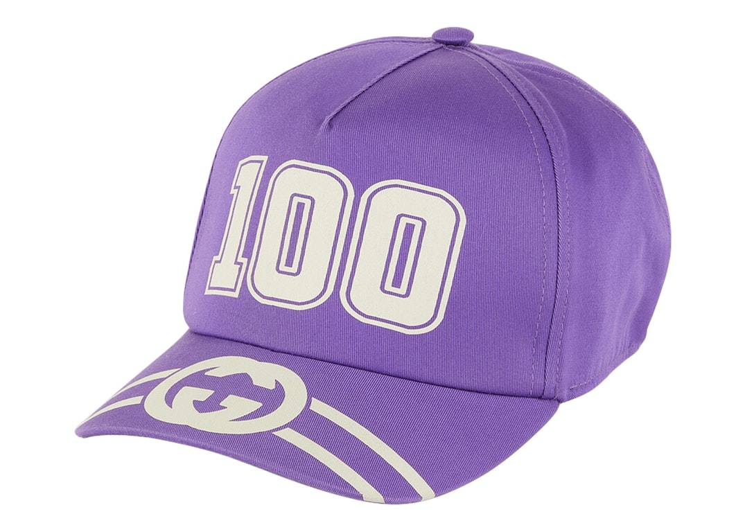 Pre-owned Gucci 100 Baseball Velcro Strap Cap Purple/white