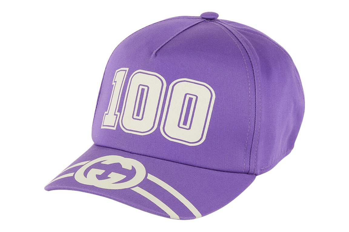 Pre-owned Gucci 100 Baseball Velcro Strap Cap Purple/white