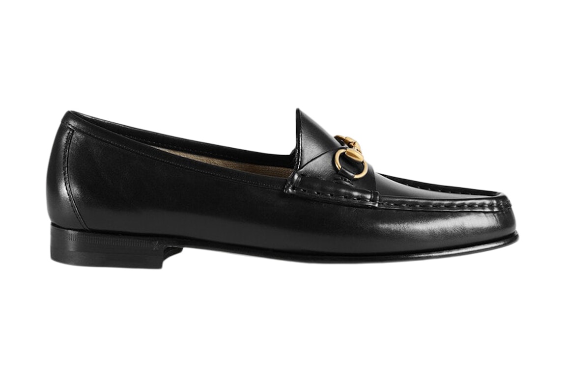 Pre-owned Gucci 1953 Horsebit Loafers Black Leather In Black/gold